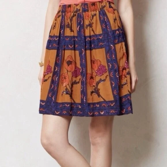 Anthropologie Maeve Beaded Persicum Floral Skirt Size M - Picture 5 of 13